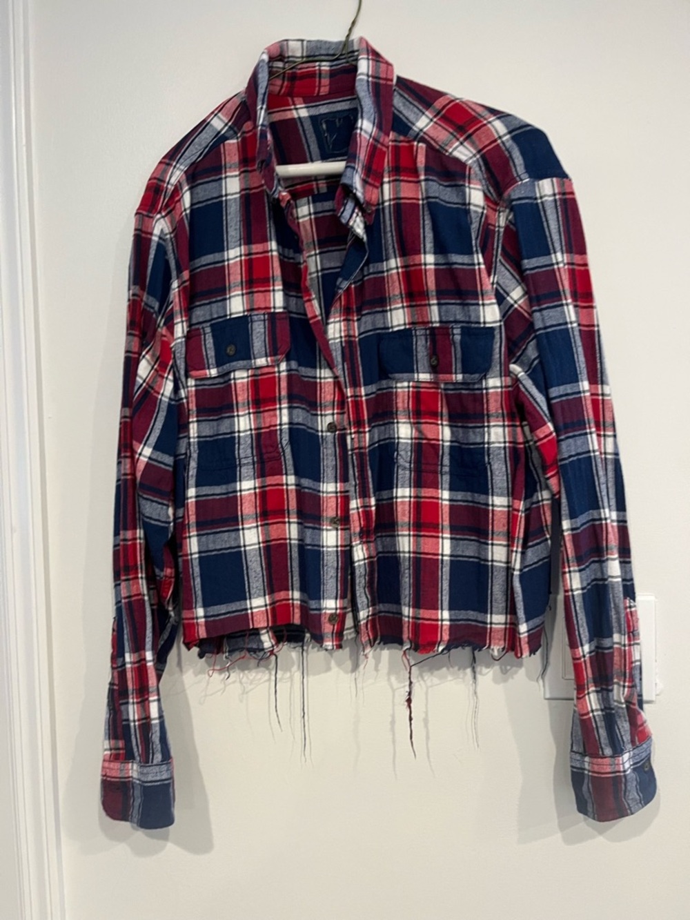 University of Arizona Wildcats Distressed Red & Navy Plaid Flannel Shirt